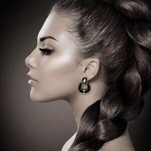 Black 09 Gold Plated Dangle Drop Geometric Statement Jewelry for Women Teen